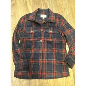 tribal Jeans Plaid Jacket  Blue/Red button‎ down with pockets Med 4% Wool